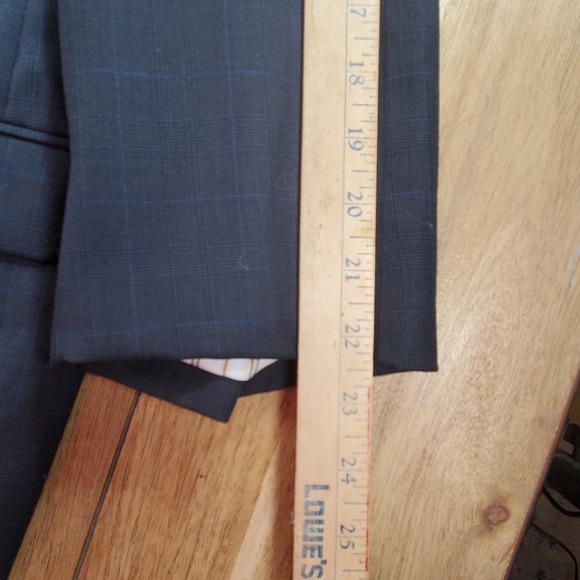 Joseph Abboud Blazer Mens 54R Navy Blue 100% Wool Windowpane Suit Jacket Coat - Picture 10 of 11